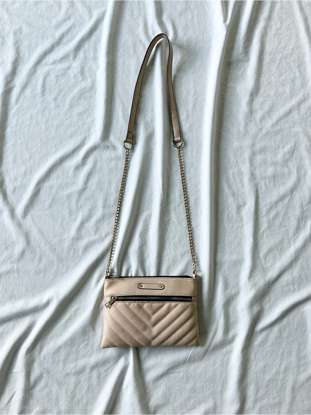 Mix No. 6 Ballet Pink Chevron Quilted Crossbody Bag Purse